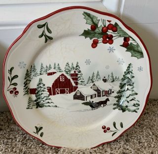 Better Homes & Gardens WINTER FOREST Salad Plates Barn,  Tree w/ Bunny,  Deer 5 pc 3