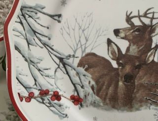 Better Homes & Gardens WINTER FOREST Salad Plates Barn,  Tree w/ Bunny,  Deer 5 pc 7