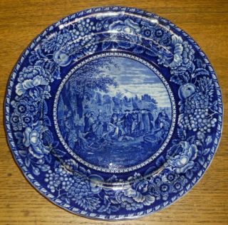 Antique Rowland & Marsellus Staffordshire Plate - William Penn ' s Treaty Indians 2