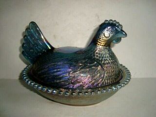 Fenton Iridescent Carnival Glass Hen On A Nest