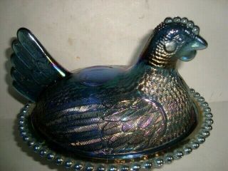 Fenton Iridescent Carnival Glass hen on a nest 2
