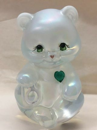Fenton Opalescent To Iridescent May Birthstone Bear Hand Painted Signed