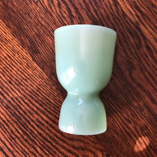 Vintage Jadeite Glass Double Egg Cup Hocking Fire - King Green