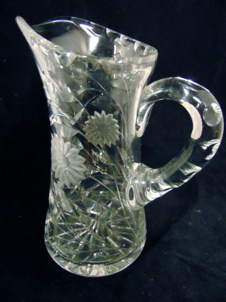 ABP AMERICAN BRILLIANT CUT GLASS CRYSTAL Pitcher Daisy Pairpoint 9 