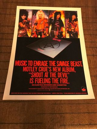 1983 Vintage 8x11 Album Promo Print Ad For Motley Crue Shout At The Devil