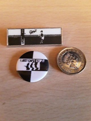2 X Vintage 1980s The Beat Specials Madness 2 Two Tone Ska Pin Badges Pinbacks