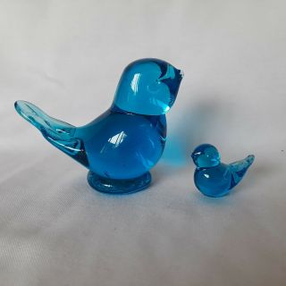 Bluebird Of Happiness Mom And Baby Figurines Ozark Studio Blue Birds 1990 Signed