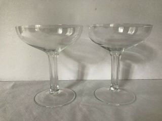 Hollow Stem Coupe Champagne Glasses 5 1/4 " Tall,  Faceted Stem