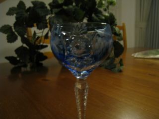 One Vintage Nachtmann Bavarian Blue Crystal Stem Cut - To - Clear Approx.  7 Inches