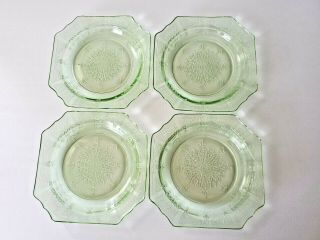 Set Of 4 Bread And Butter Plates Princess Green By Anchor Hocking 5 - 5/8 "