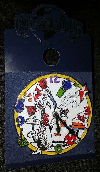 Universal Studios Dr Seuss Cat In The Hat Clock Collectible Pin Rare Authentic