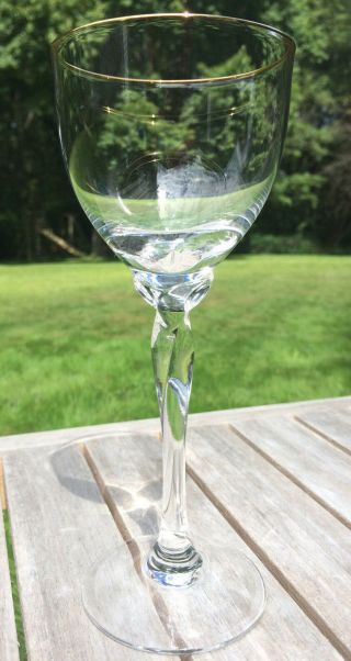 One Wine Glass In Unity By Lenox - Gold Rim With Twisted Stem