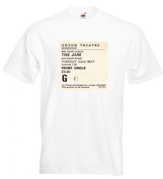 The Jam Concert Ticket T Shirt Odeon Theatre Birmingham 1979 Paul Weller