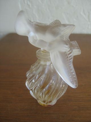 Vtg Lalique French Crystal Nina Ricci Kissing Doves Perfume Bottle Signed France