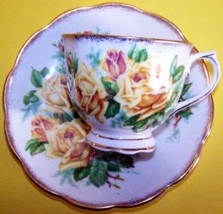(four) Tea Cups & Saucers: Royal Albert Bone China.  Tea Rose (yellow)