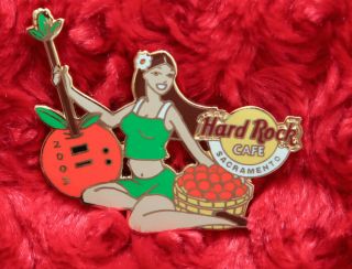 Hard Rock Cafe Pin Sacramento Mandarin Festival Girl Orange Guitar Fruit Lapel