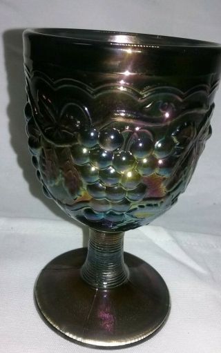 Vintage Imperial Glass Iridescent Wine Glass/goblet Grapes & Leaves Pattern Usa