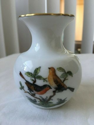 Herend Hungary Rothschild Bird Butterfly Mini Gold Trim Porcelain Vase 2 3/4 "