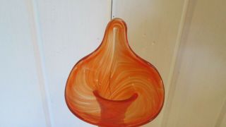 Vintage Art Glass Blown Jack in the Pulpit Apricot Orange Vase 8 