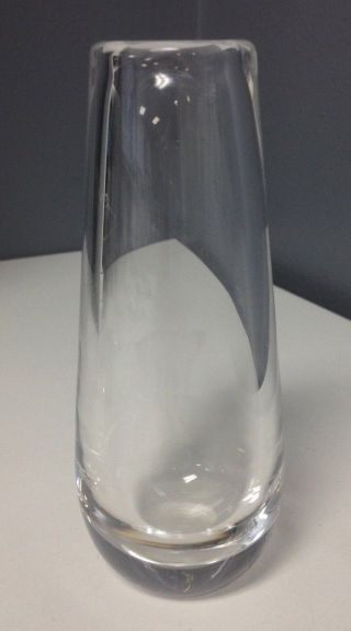 Orrefors Clear Smooth Crystal Teardrop Shaped Small Mini Desk Vase 5.  25 In Sr