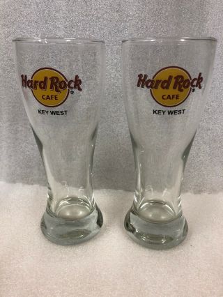 2 Hard Rock Cafe Key West Pilsner Beer Glass 8.  5 Inches Pair