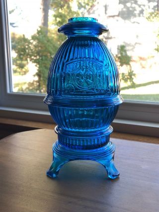 Vintage Viking Glass Pot Belly Glimmer Fairy Lamp Bluenique “as Is”