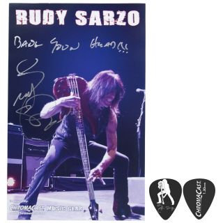 Rudy Sarzo Autographed Poster & Signature Guitar Pick Collector 