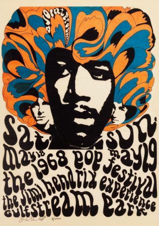 Jimi Hendrix Experience Wall Poster Vintage Retro Hippy Print Sz: A4 A3 A2 A1 A0