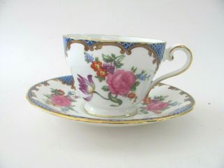 Vintage Aynsley Blue Wilton Pattern Tea Cup & Saucer