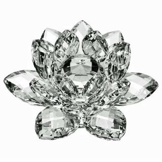 Crystal Lotus Flower 4 " Glass Feng Shui Home Decor Clear Table Office Desk Gift