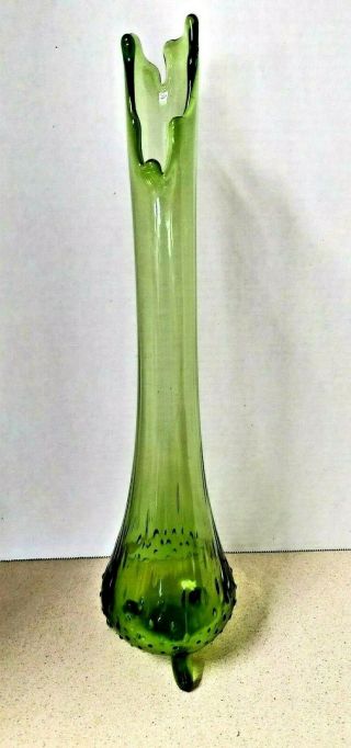 Vintage Mid Century Modern Le Smith 16 " Green Swung Tripod Finger Footed Vase