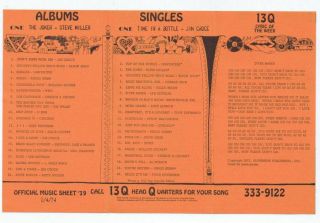 13q Wktq Pittsburgh Vintage January 4 1974 Music Survey Steve Miller Joker 1