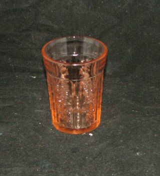 Vintage Pink Depression Glass Tumbler Rose Pattern