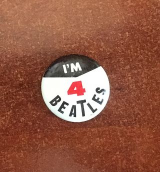 1964 Vintage Beatles Pin Back 3/4 " Gun Machine Button.  Near