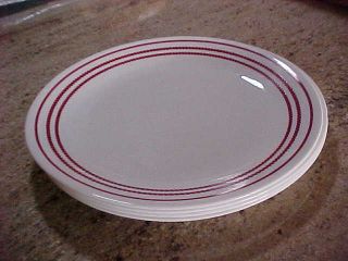 Four (4) Corning Corelle Ruby Red Dinner Plates 10 1/4 " -