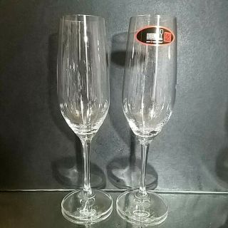 2 (two) Riedel Vivant Lead Crystal Champagne Flutes Glasses - Signed
