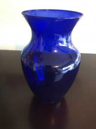 Vintage Cobalt Blue Glass Flower Vase (8”)