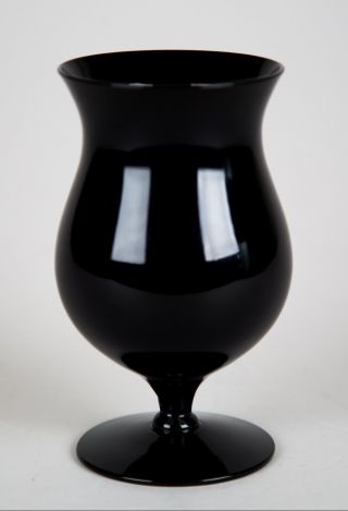 Vintage Opaque Black Glass Water Wine Goblet 6 " Stemware Barware