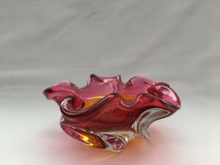 Vintage Czech Pink And Gold Chribska Glass Bowl By Josef Hospodka