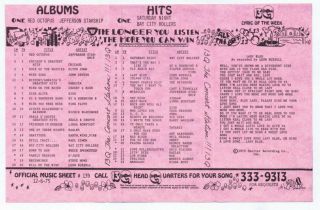 13q Wktq Pittsburgh Vintage December 6 1975 Music Survey Jefferson Starship 1
