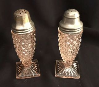 Anchor Hocking Pink Miss America Salt And Pepper Shakers