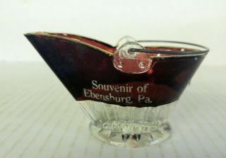 Vintage Ruby Flash Souvenir Glass Eapg Coal Bucket Ashtray Ebensburg Pa