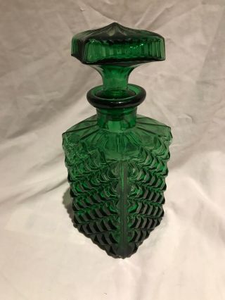 Vintage Empoli Italian Green Geometric Pattern Decanter Bottle