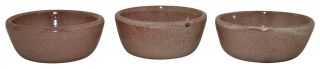 Three Vintage 1940s Pine Ridge Sioux Dakota Pottery Mottled Tan Bowls (talbot)