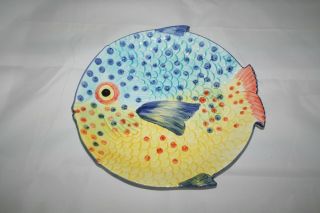 Zanolli Italy Pottery Colorful Figural Fish Plate 10 " Dish Euc