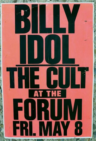 1987 Rock Concert Poster Billy Idol And The Cult