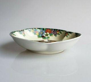 Noritake Morimura Art Deco black floral porcelain candy dish footed bowl 4