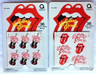 Rolling Stones Vintage Guitar And Logo Stickers - Mick Jagger & Keith Richards