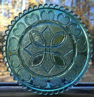 Diamond And Hearts 13 Hearts Sandwich Glass Museum Pairpoint Cup Plate Lt Green