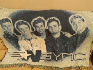 Nsync Vintage Throw Blanket Woven Tapestry Rare Boy Band Music Group